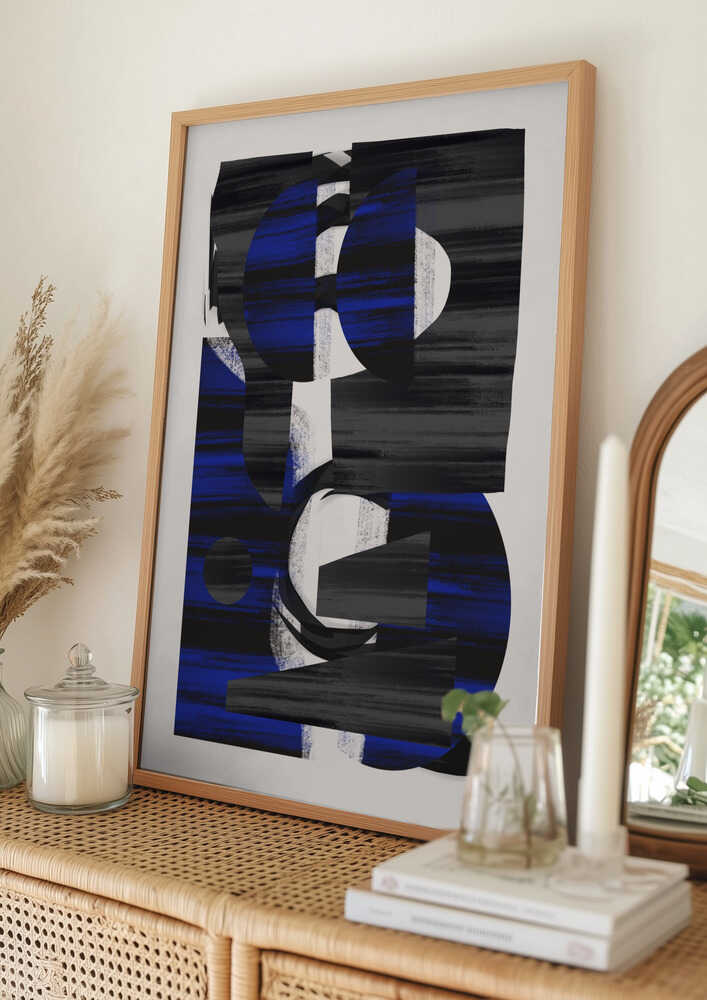 Markante blaue abstrakte Formen Poster