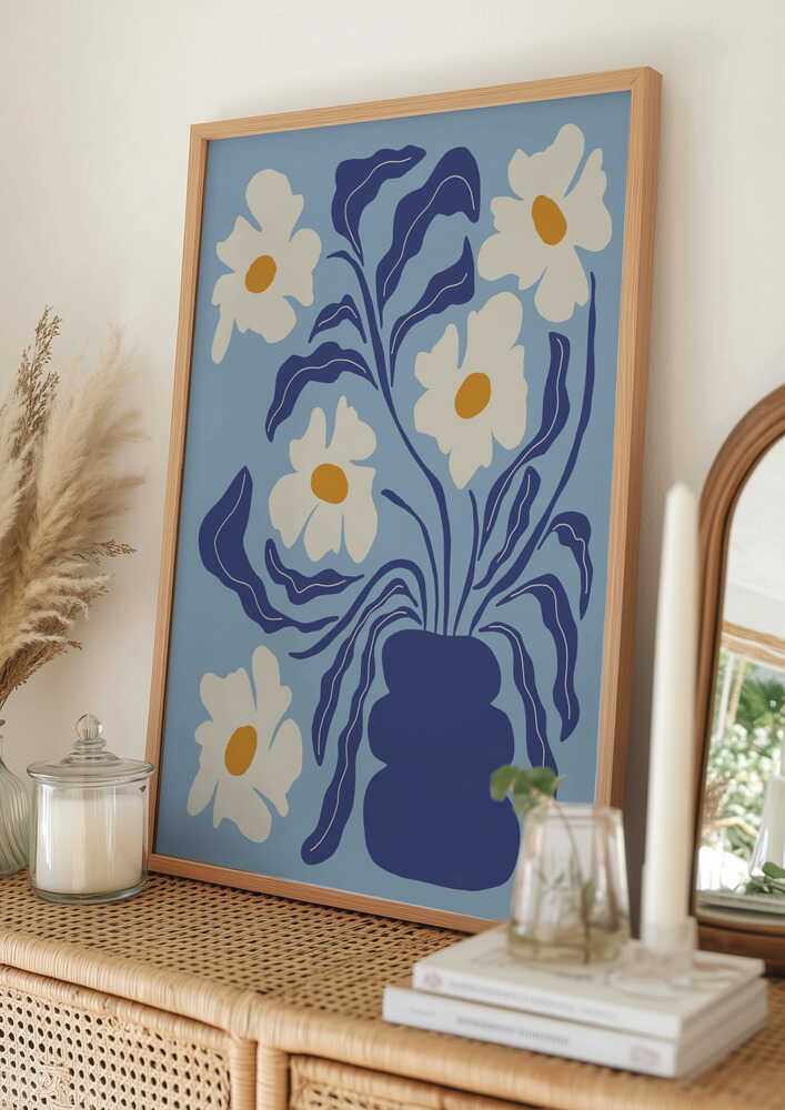 Blaues Blumenvasen-Poster