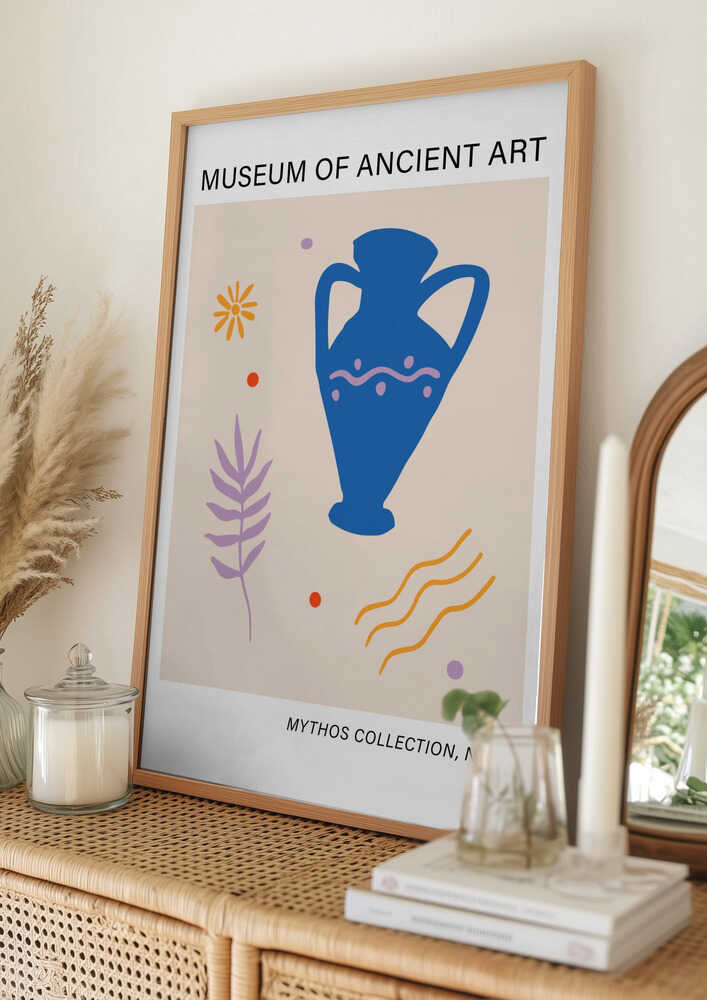 Poster mit antikem blauen Amphorenmotiv