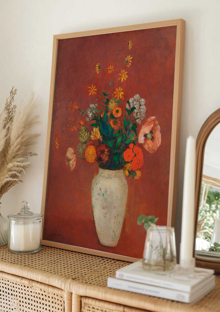 Blumenstrauß in einer chinesischen Vase Poster
