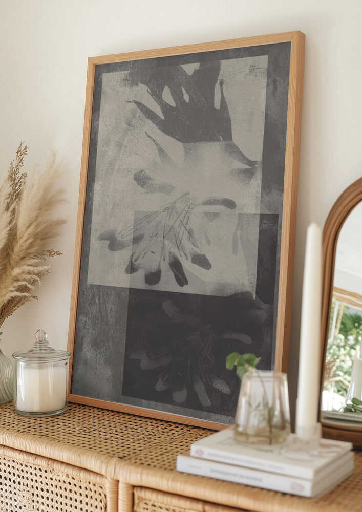 Abstract Grey Botanicals Poster