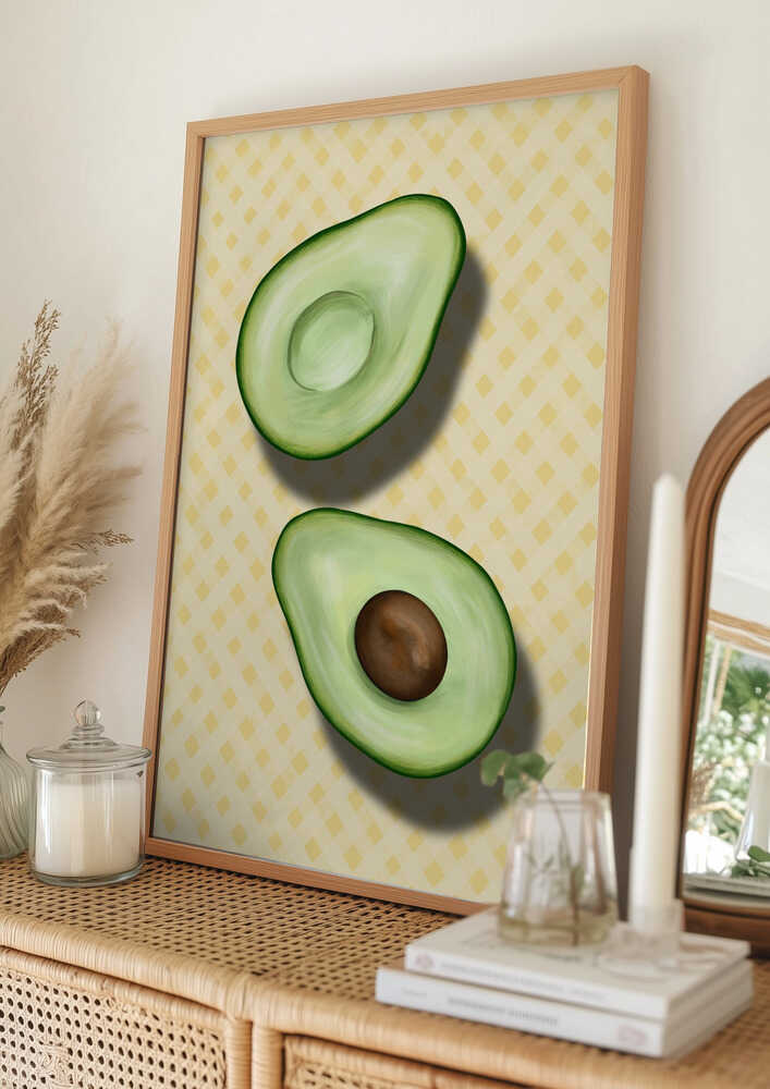 Poster mit frischen Avocadohälften
