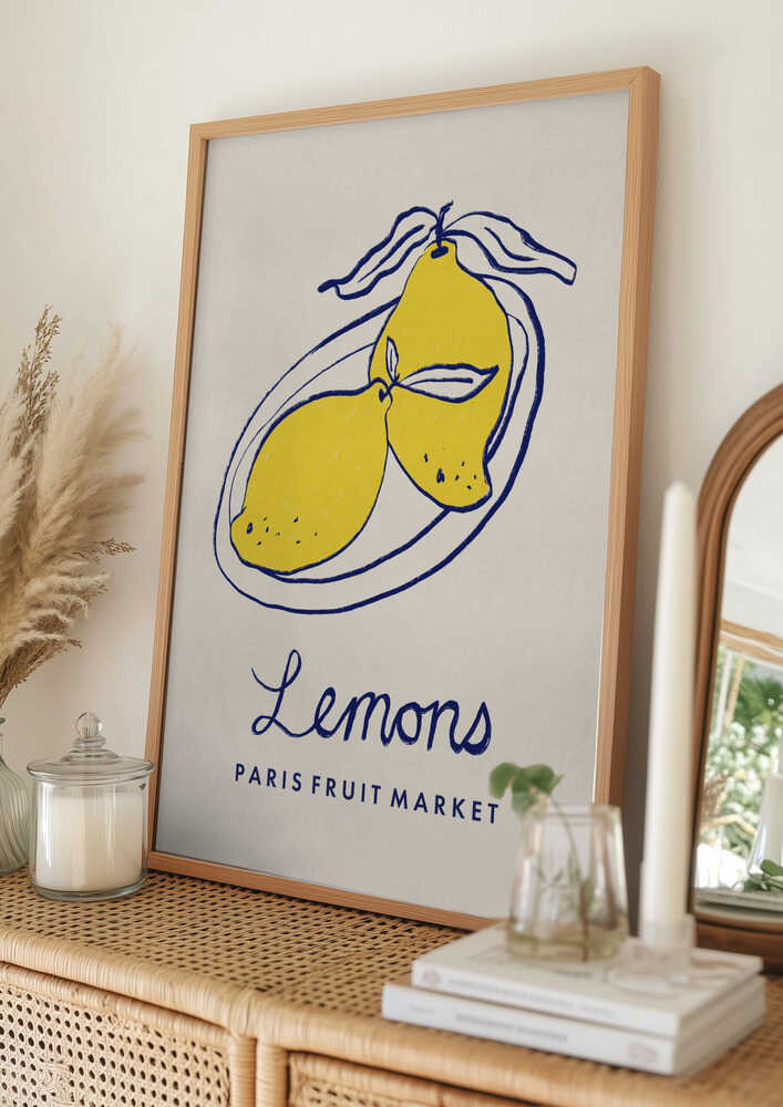 Zitronen auf dem Pariser Obstmarkt Poster