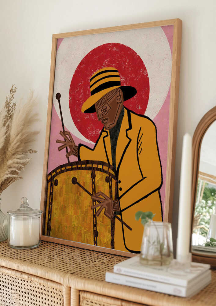 Stylized Jazz Drummer Poster
