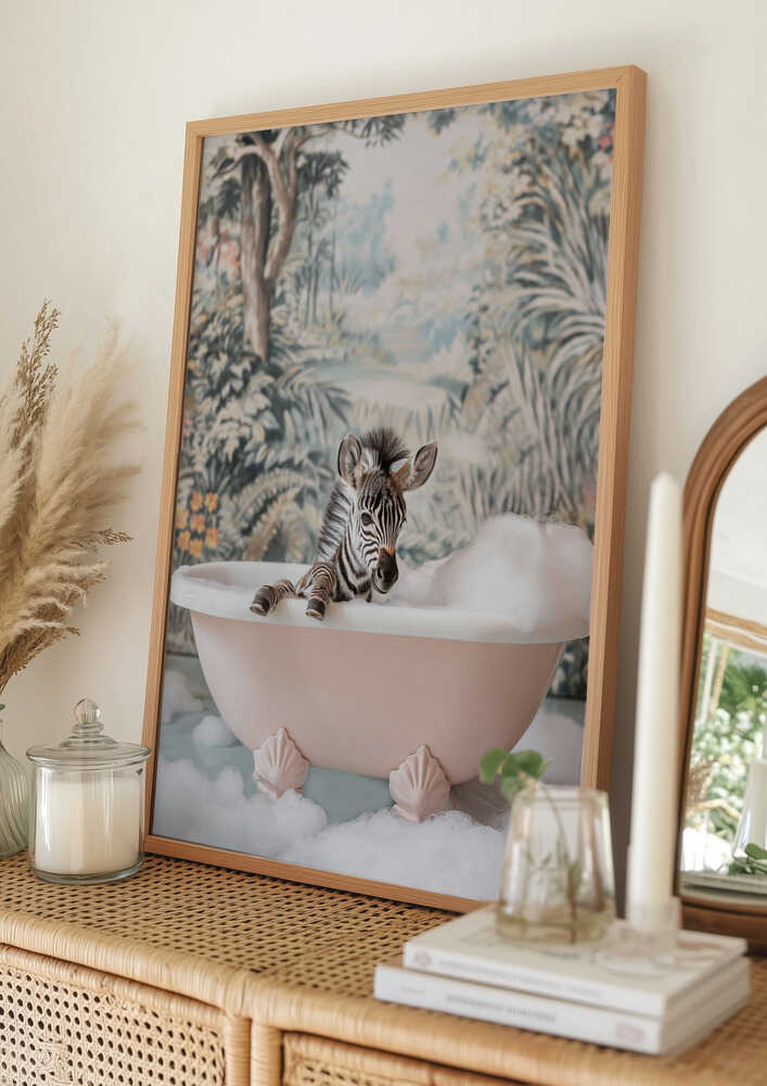 Poster „Babyzebra im Schaumbad“