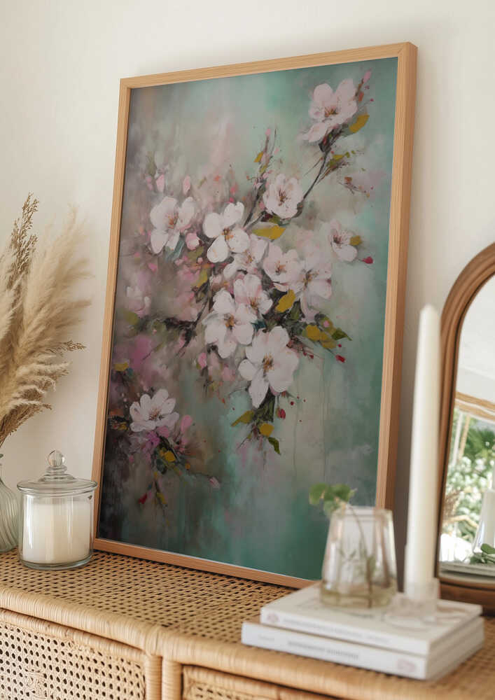 Poster mit zarten Frühlingsblüten