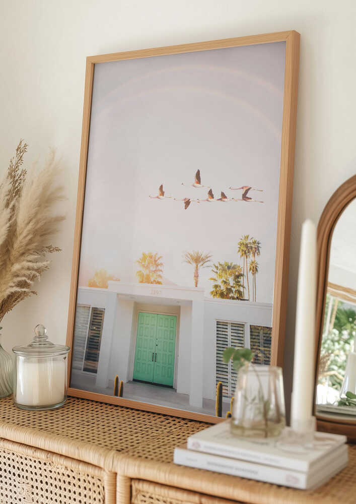 Flamingos In Palm Springs Poster