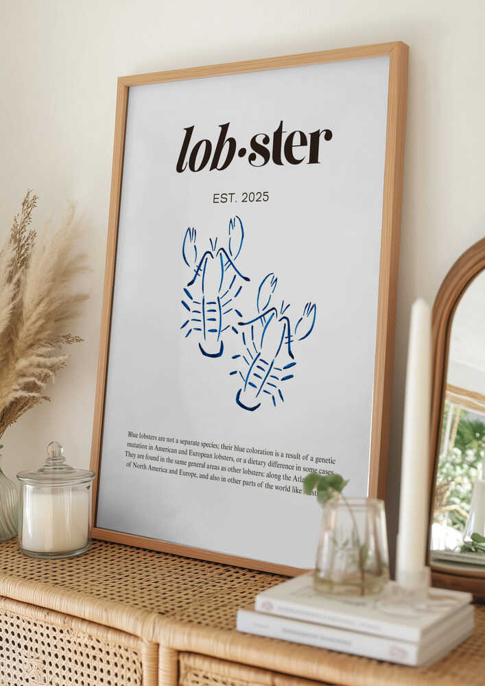 Elegant Blue Lobsters Poster