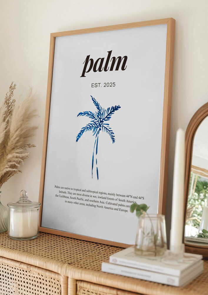 Blue Watercolor Palm Text Poster