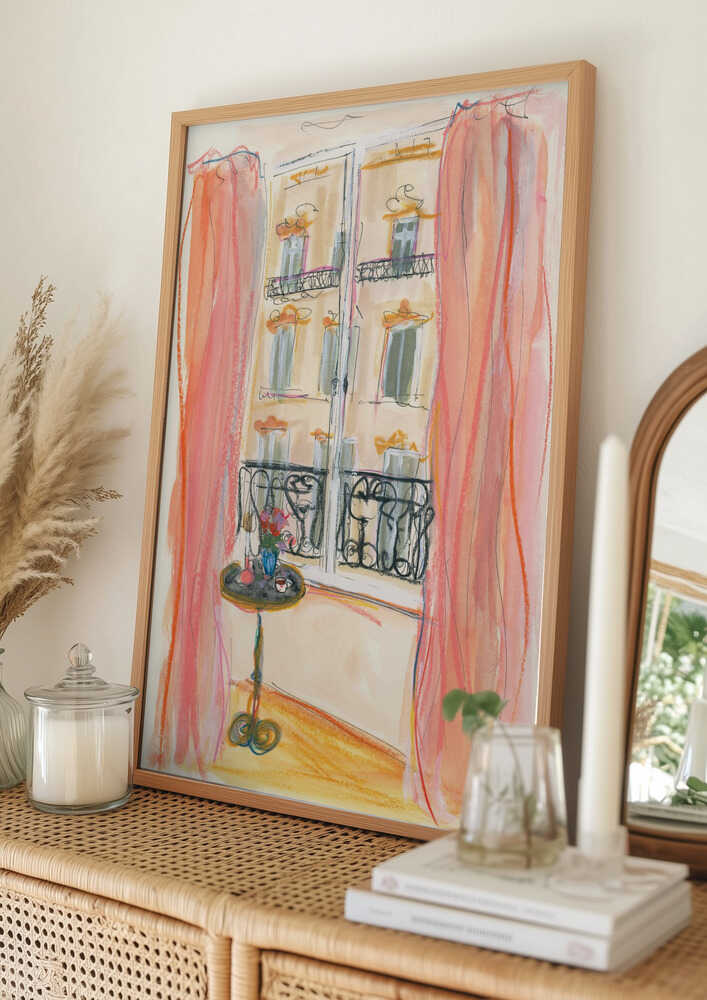 Illustration eines Pariser Fensterausblicks Poster