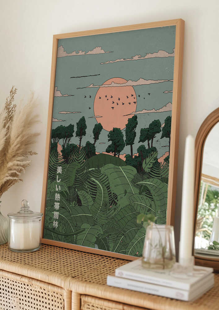 Japanese Tropical Sunset Poster