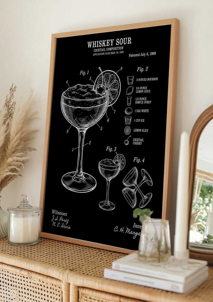 Poster mit Whiskey-Sour-Komposition