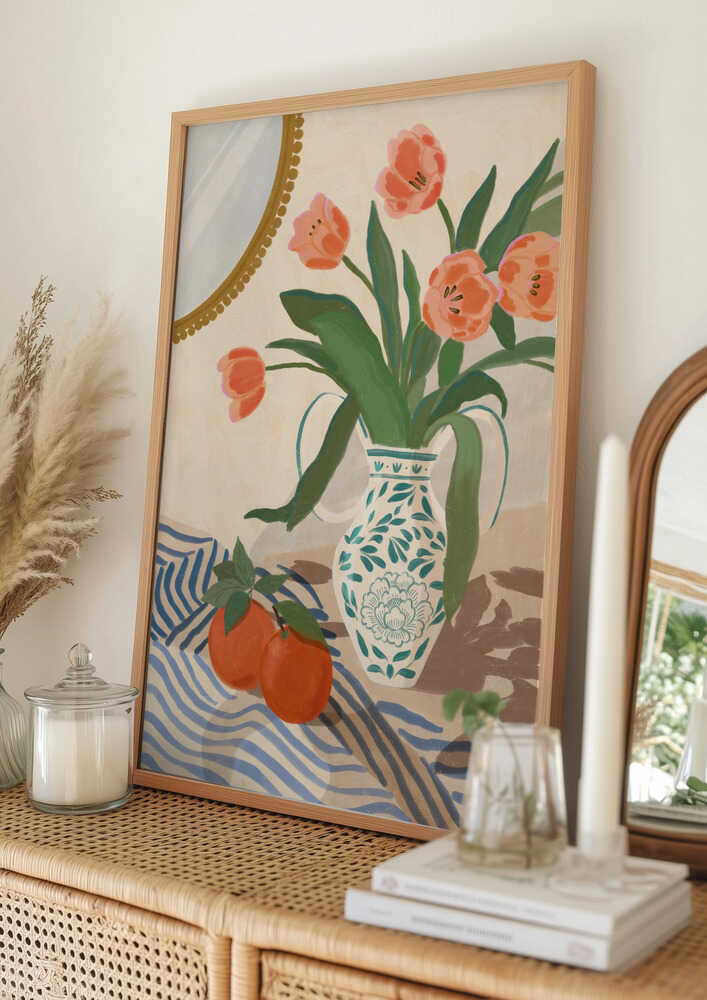 Fresh Tulips and Oranges Poster