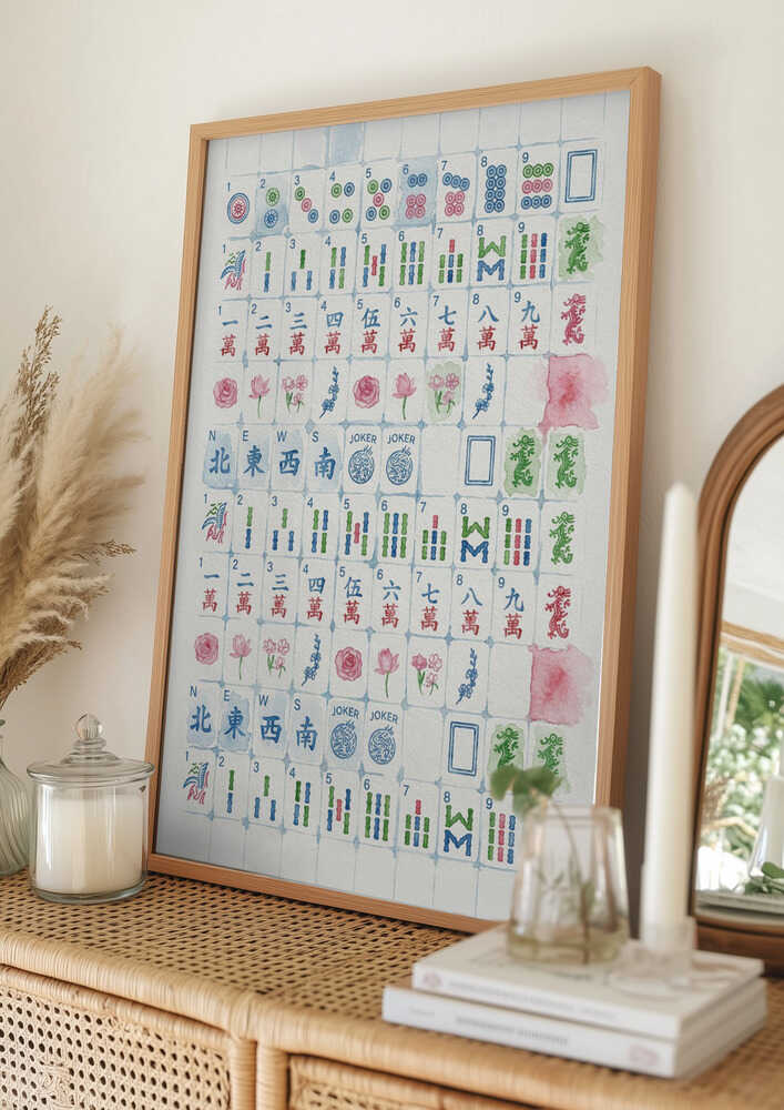 Poster „Mahjong-Steine in Aquarell“