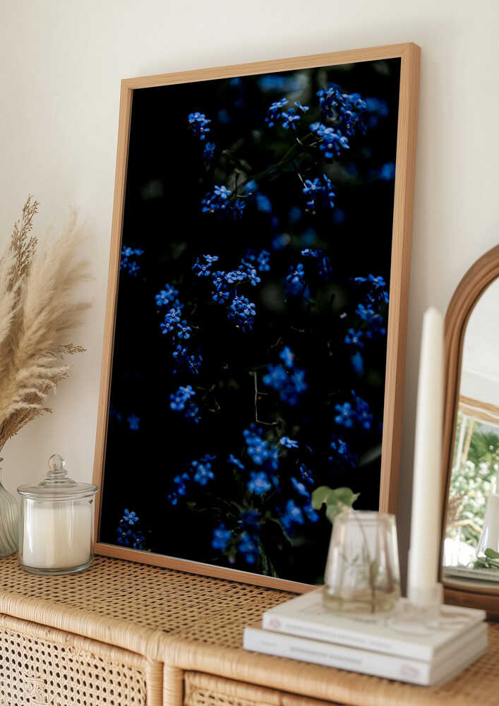 Midnight Blue Flowers Poster