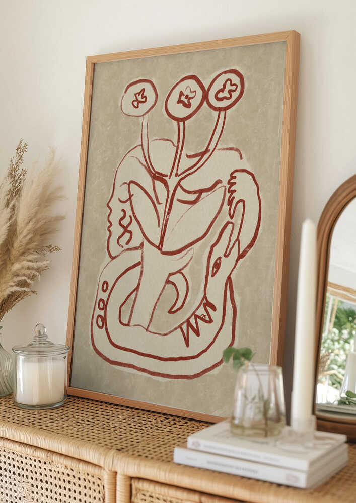 Serene Woman and Snake Poster