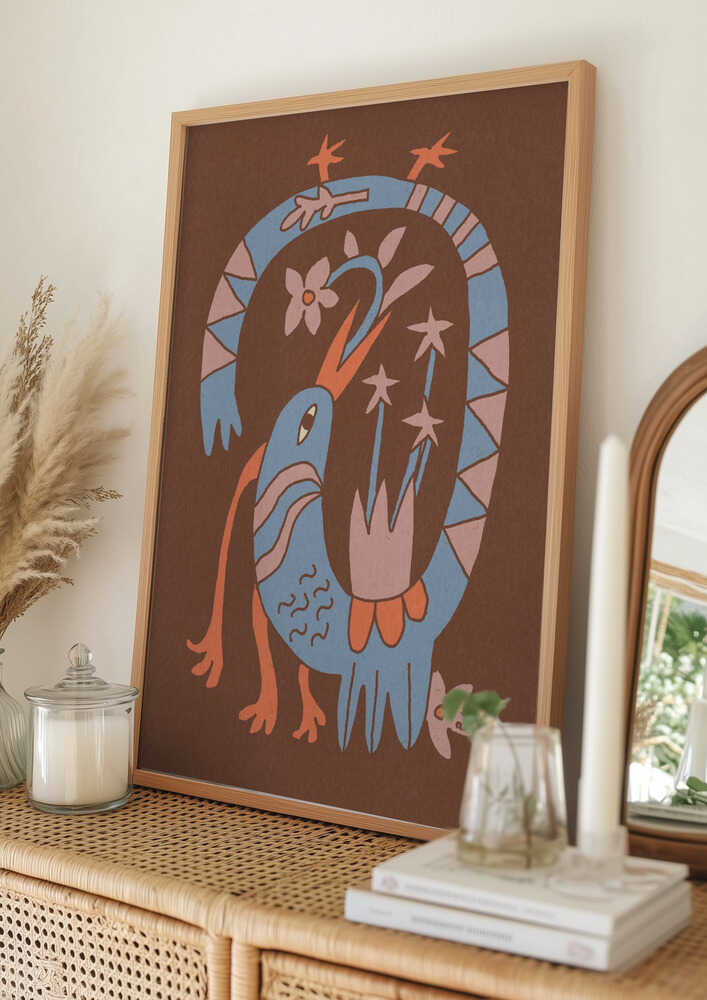 Whimsical Folk Bird Poster