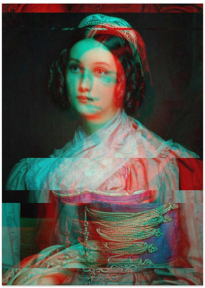 Porträt einer Frau mit Glitch-Effekt – Poster