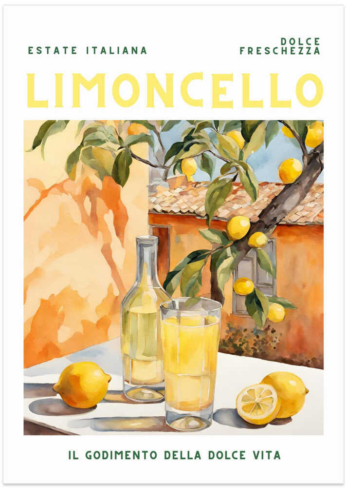 Limoncello, Aquarell, Fresh Poster