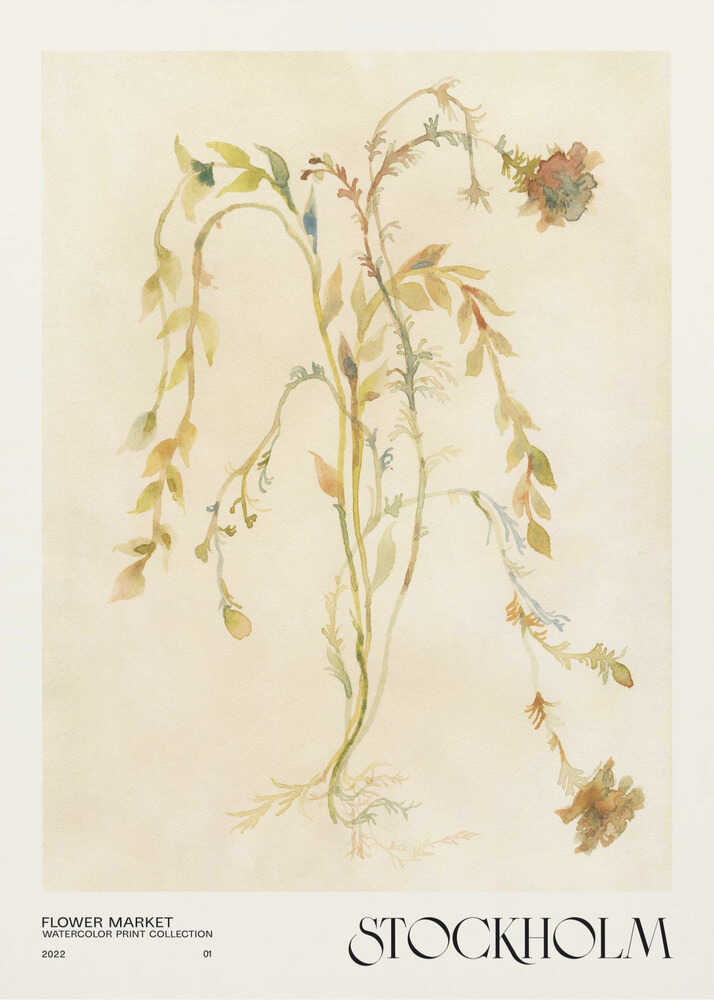 Watercolor print collection. Flower market - Stockholm Poster