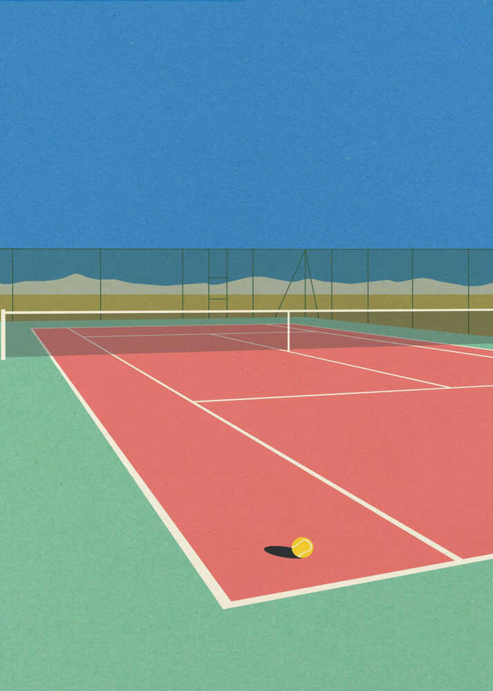 Poster „Tennisplatz in der Wüste“