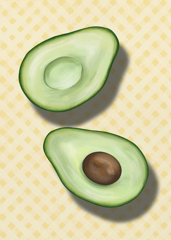Poster mit frischen Avocadohälften