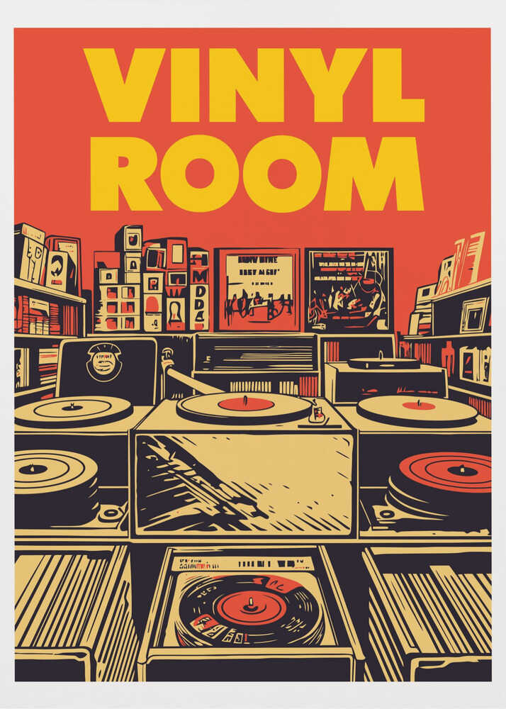 Retro-Schallplattenladen-Poster