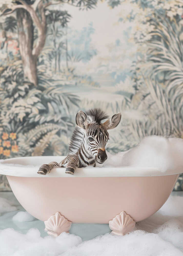 Poster „Babyzebra im Schaumbad“
