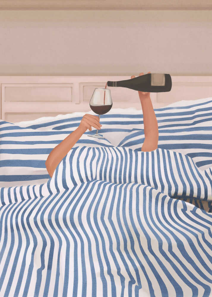 Wein im Bett – Poster