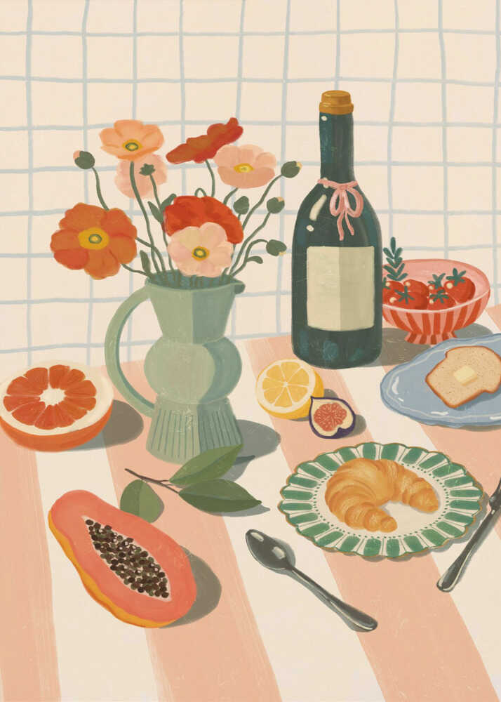 Colorful Breakfast Still Life Poster