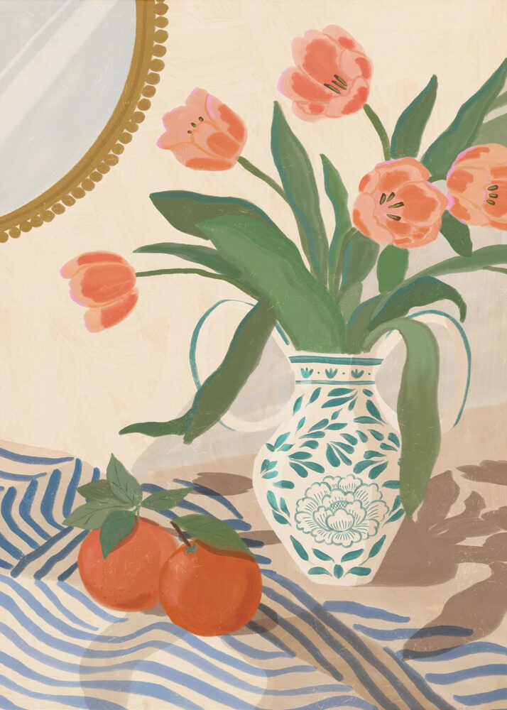 Fresh Tulips and Oranges Poster