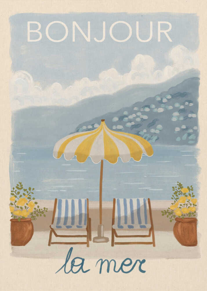 Poster mit „Bonjour La Mer“-Auszeit