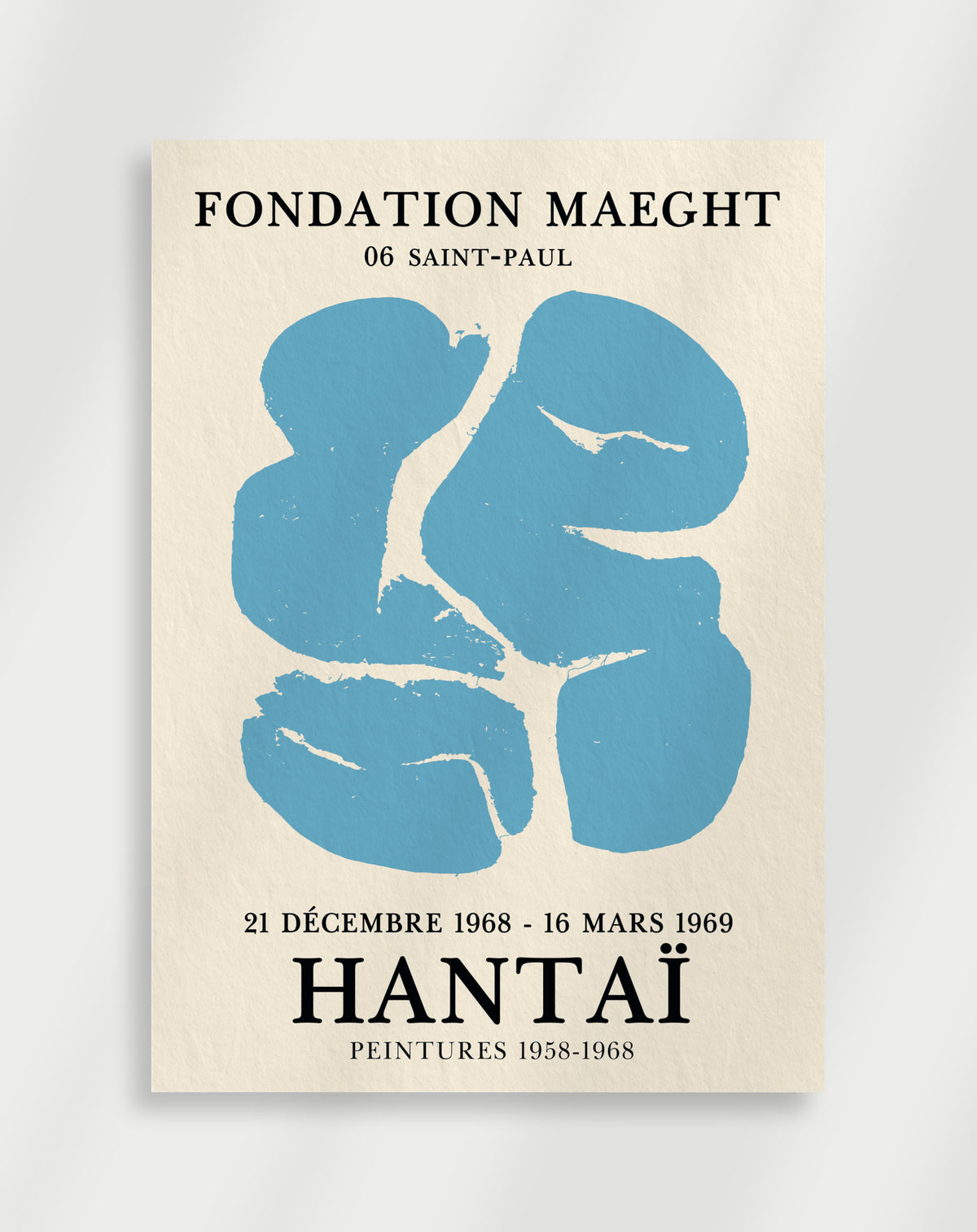 Blaues Japandi-Poster „Hantai“