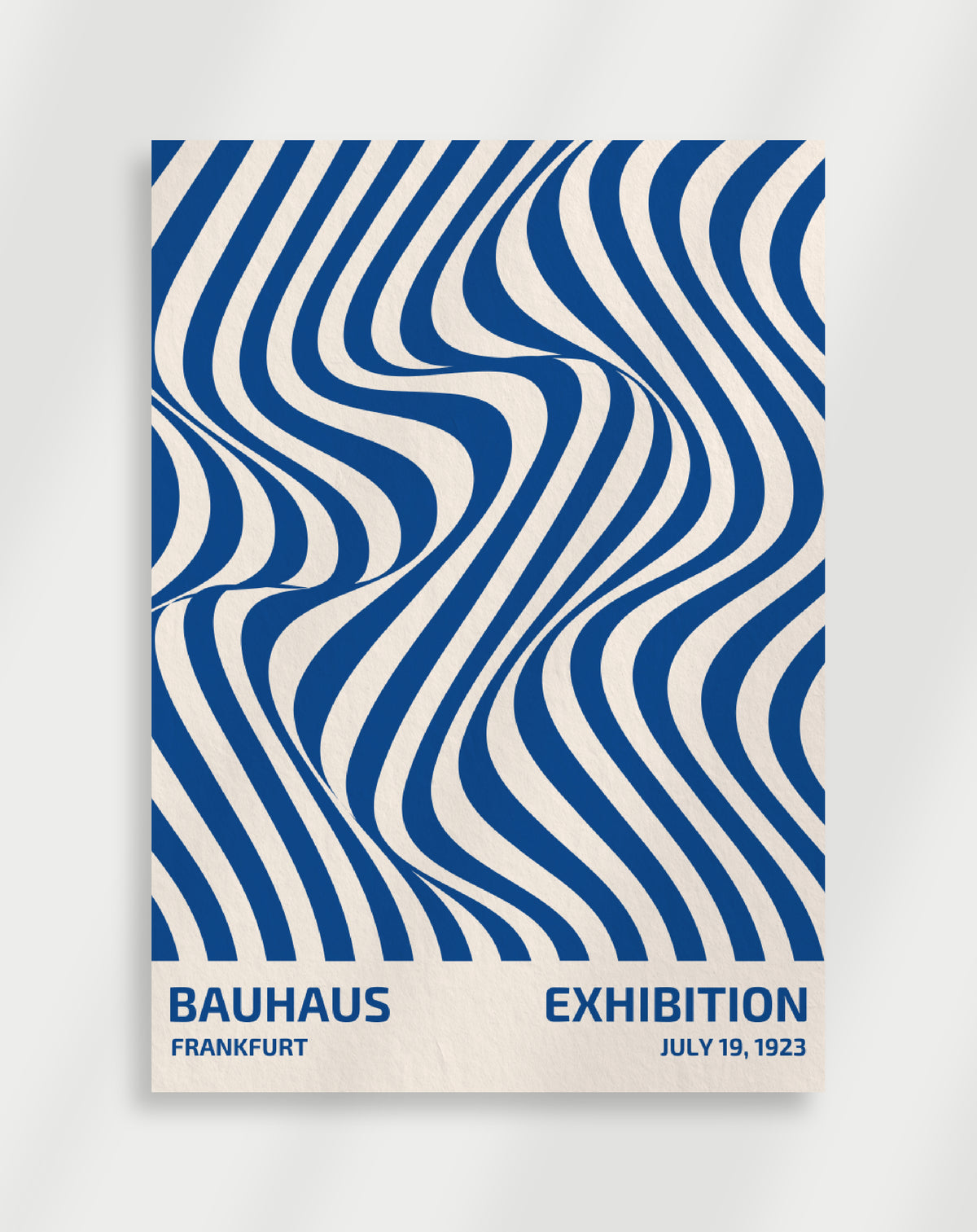 Bauhaus-Poster mit blauen Musterlinien