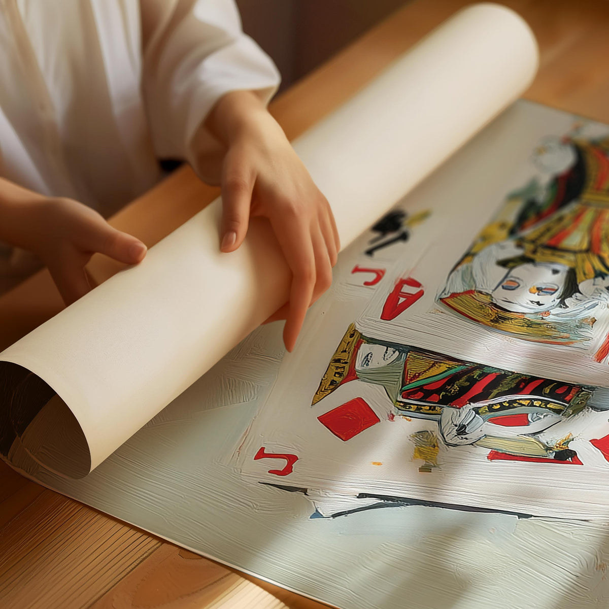 Poster mit Spielkarten und Würfeln