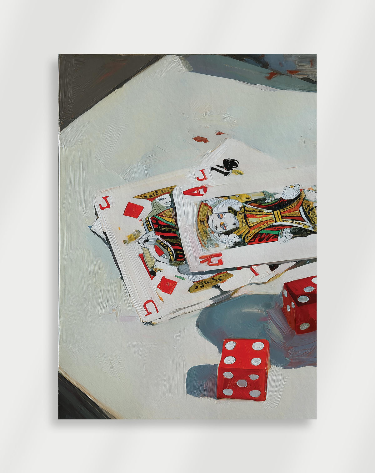 Poster mit Spielkarten und Würfeln