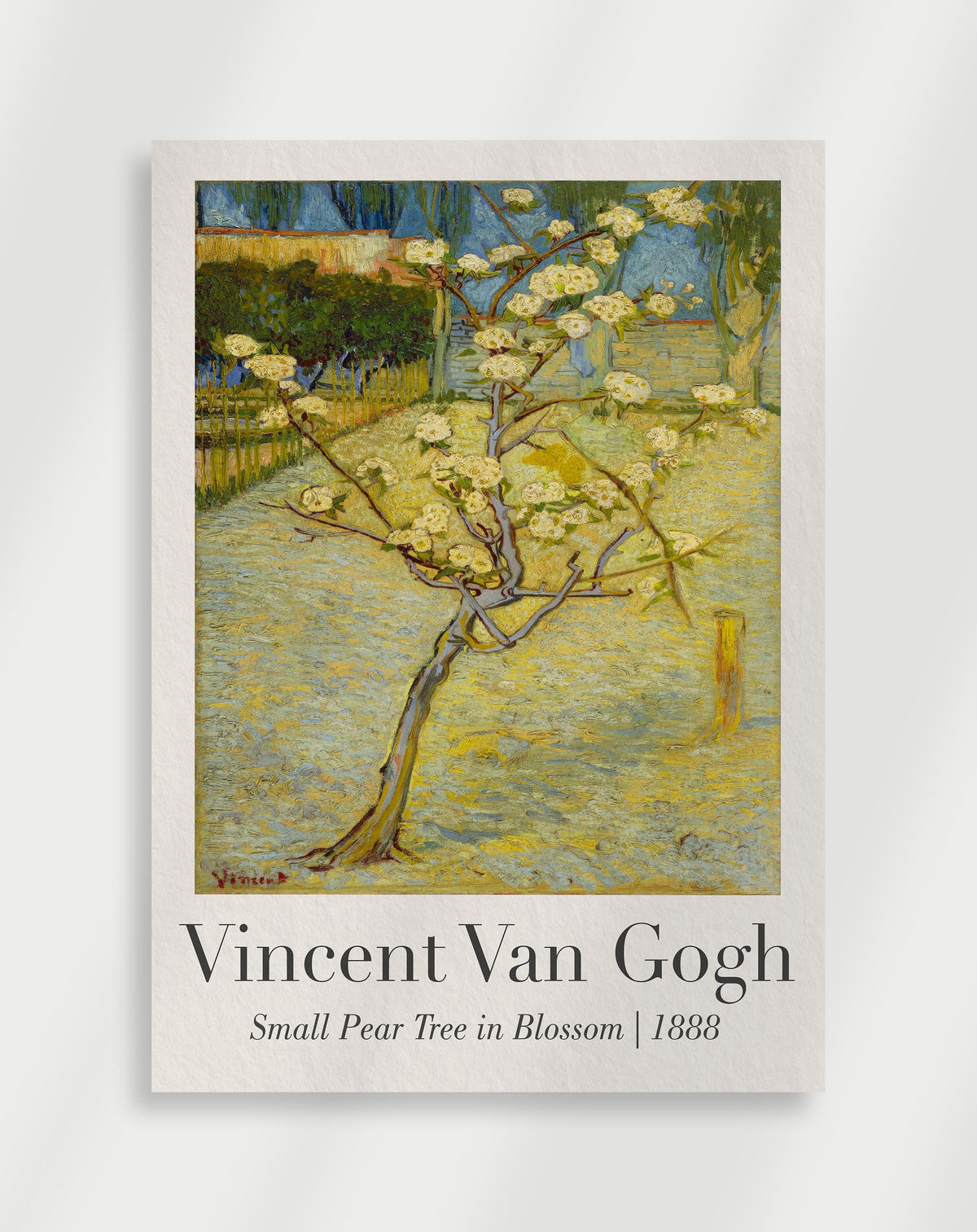 Pear tree in blossom with delicate flowers in a peaceful landscape by Vincent van Gogh