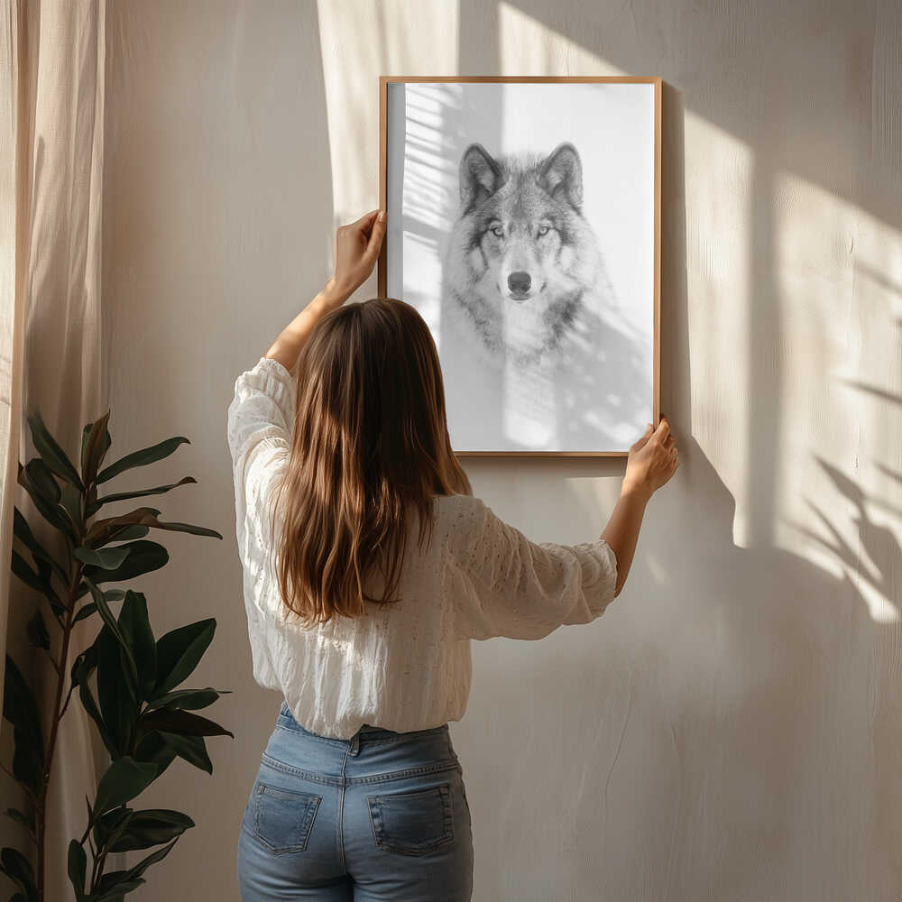Portrait of a Timber Wolf Poster