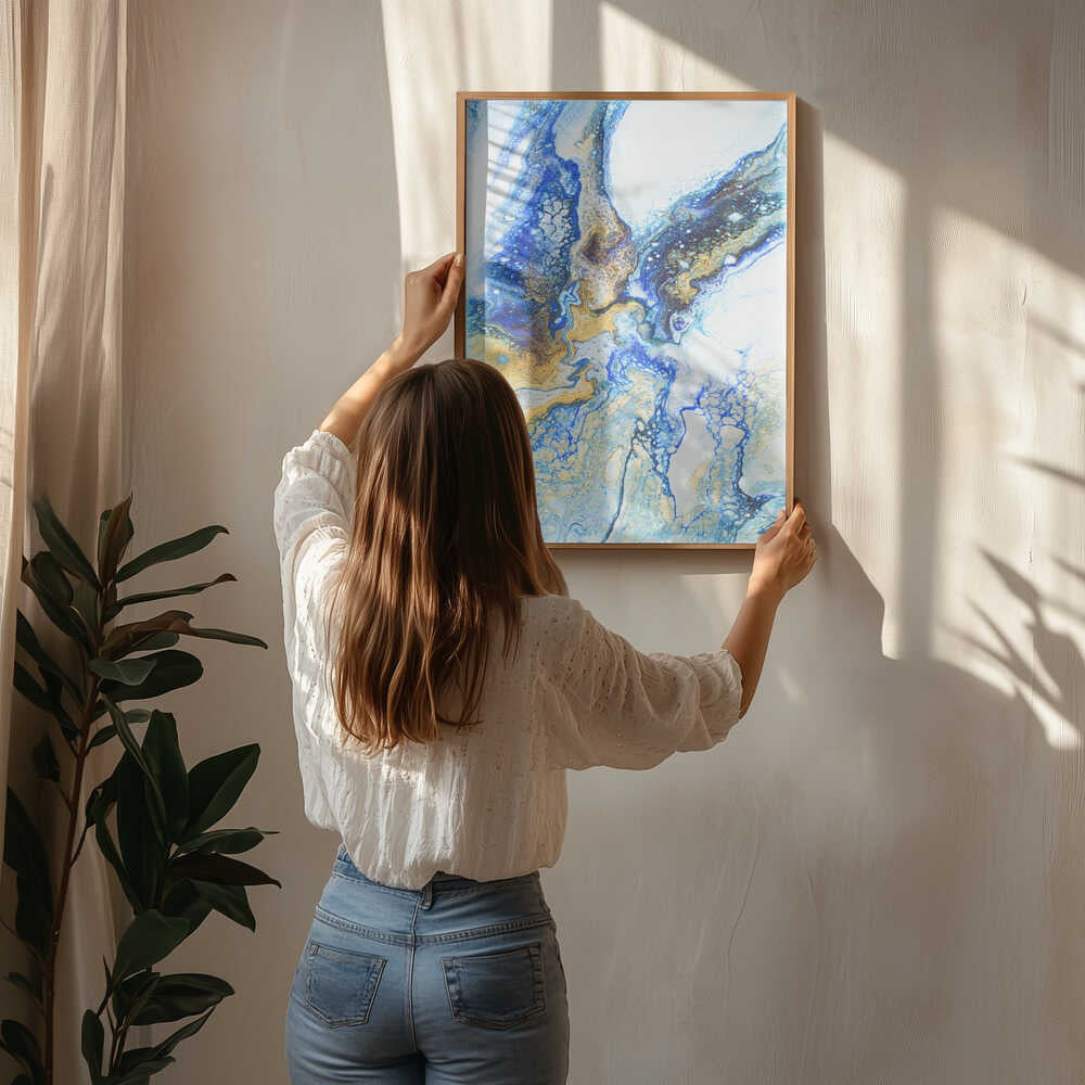 Golden Blue Flow Poster