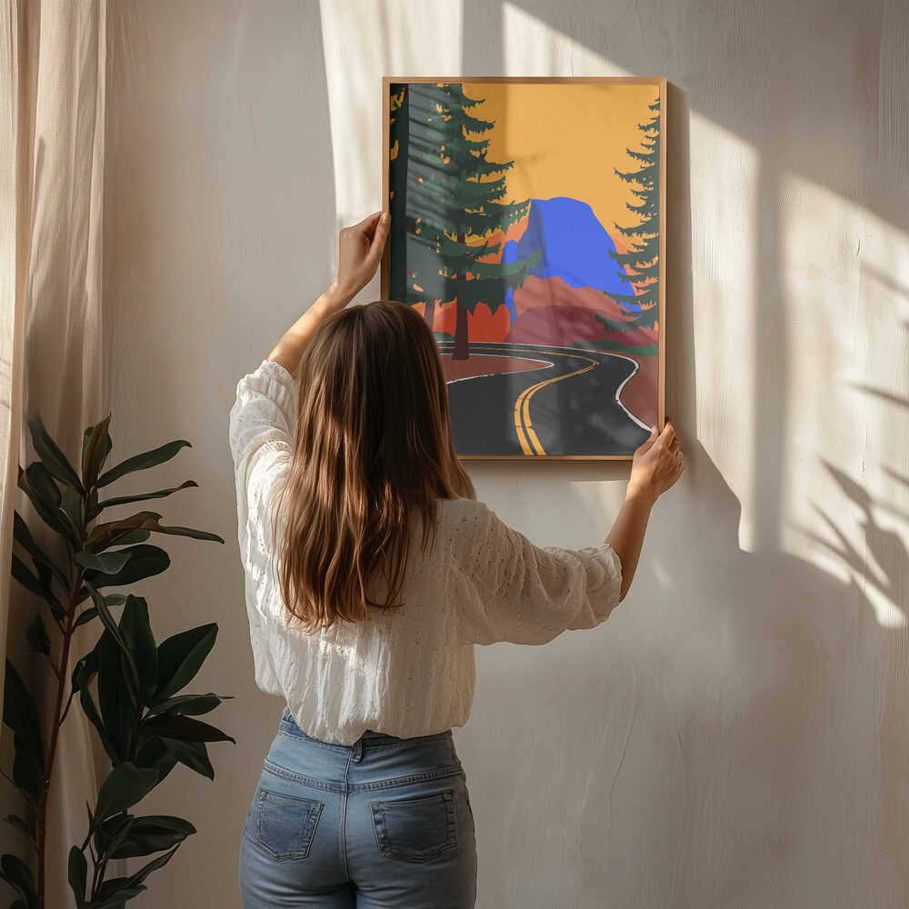Poster mit der Clacier Road und Half Dome