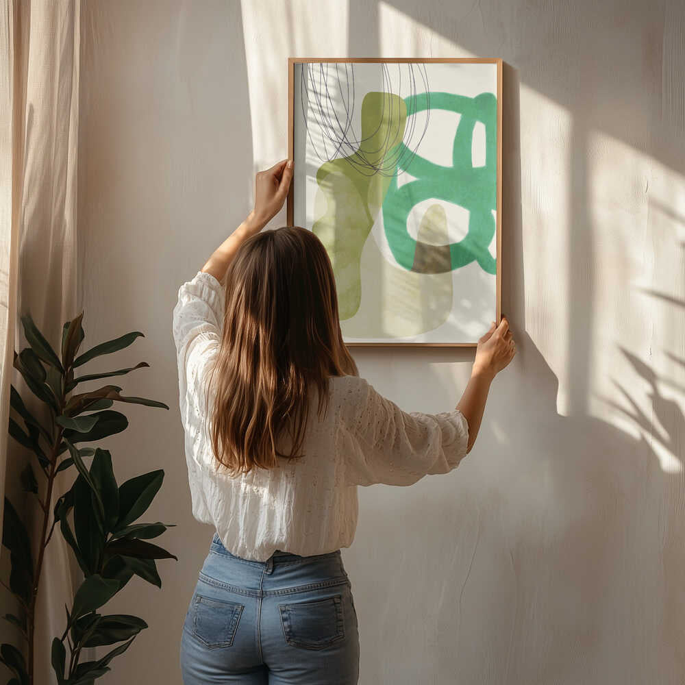 Gemalte Linien Grün Beige Kopie Poster