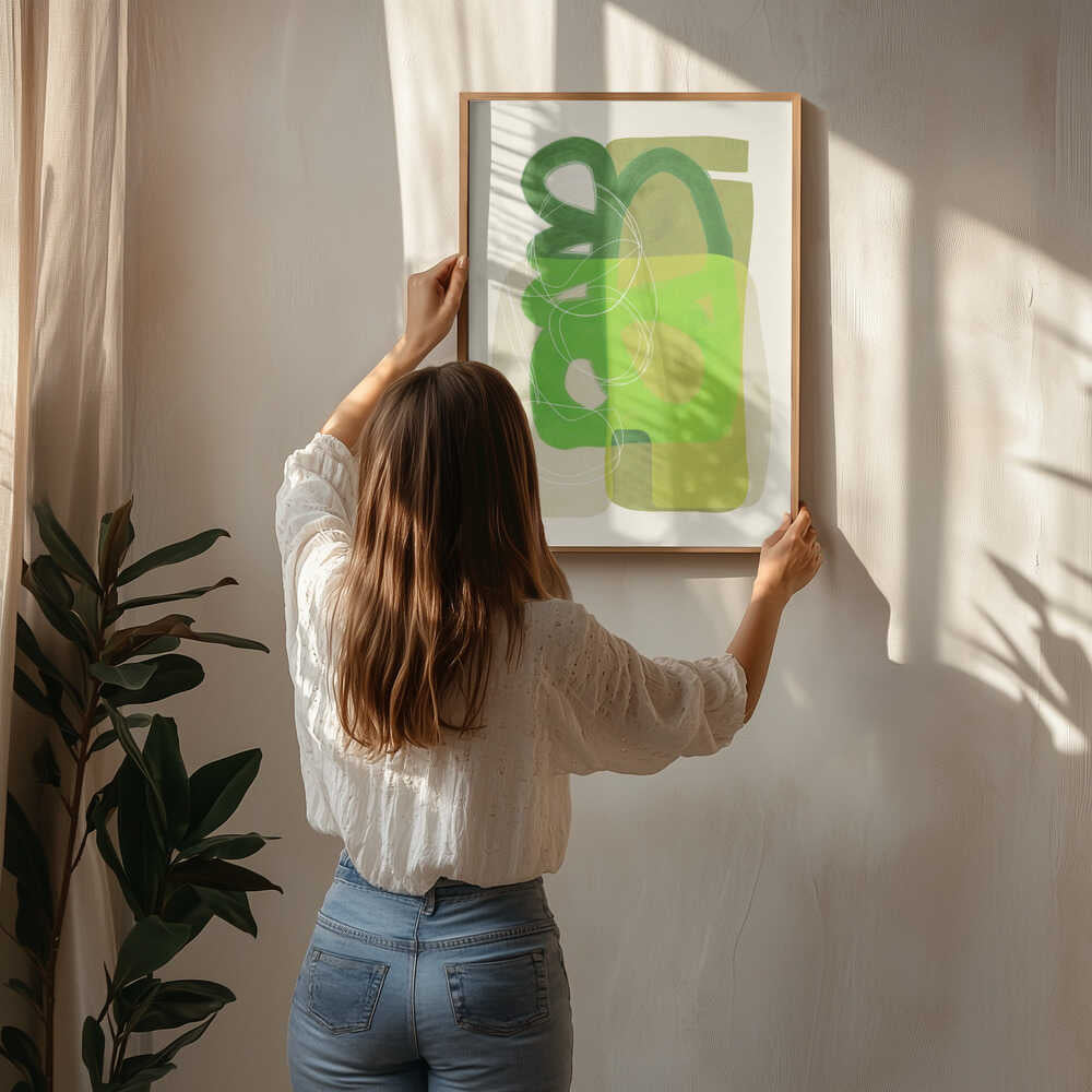 Painted Lines Green Tan 4 Kopie Poster