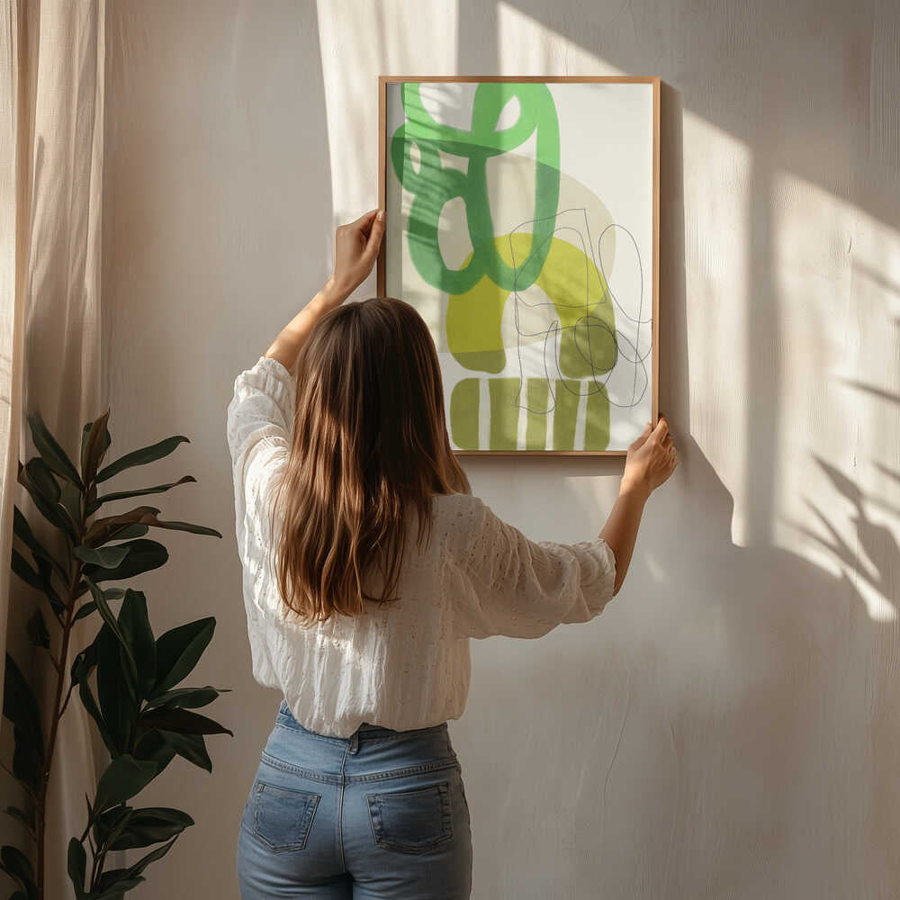 Gemalte Linien Grün Beige 2 Kopie Poster