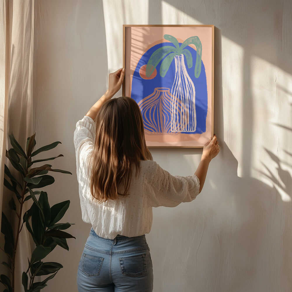 Blue Oasis Vases Poster
