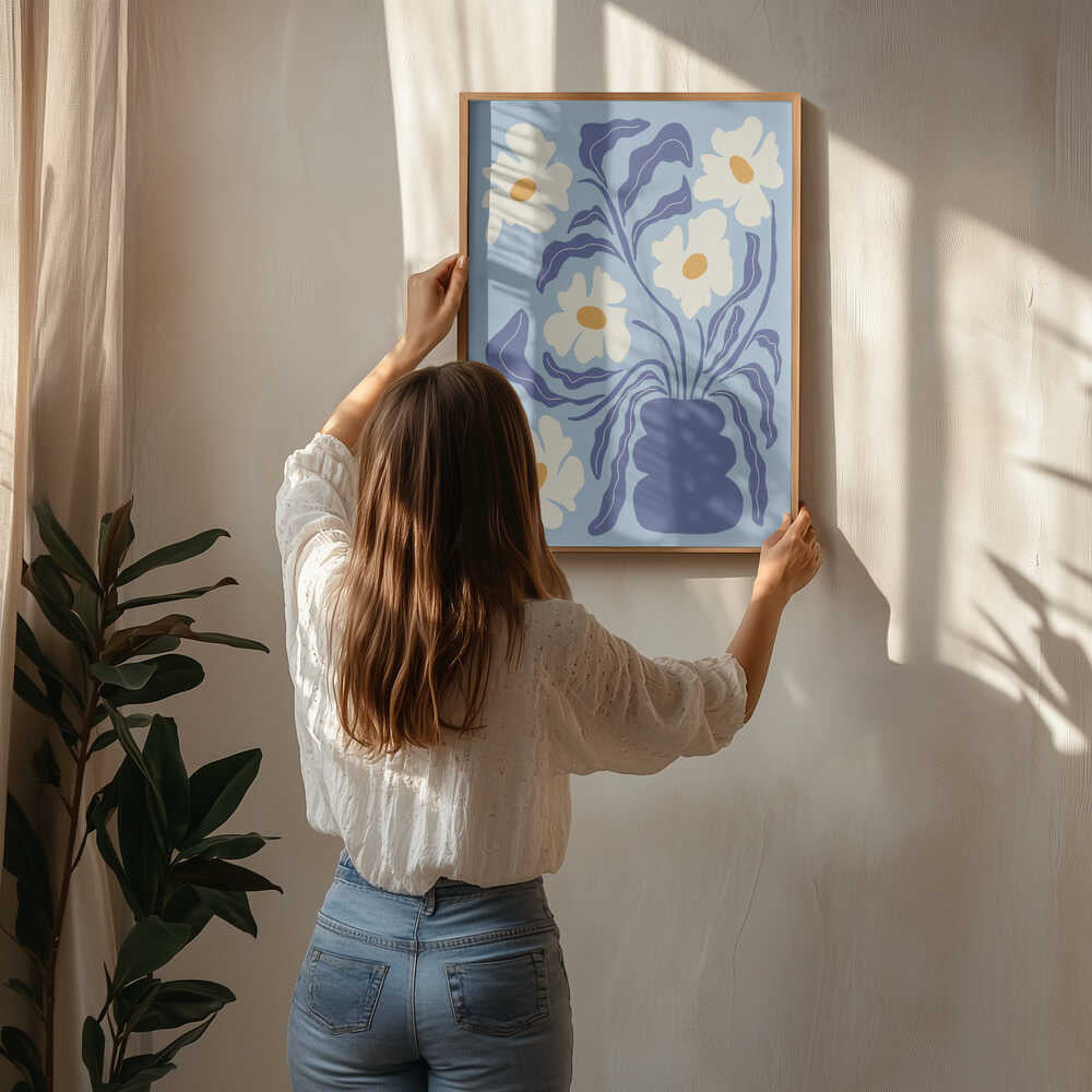 Blaues Blumenvasen-Poster