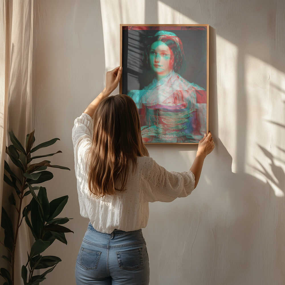 Porträt einer Frau mit Glitch-Effekt – Poster