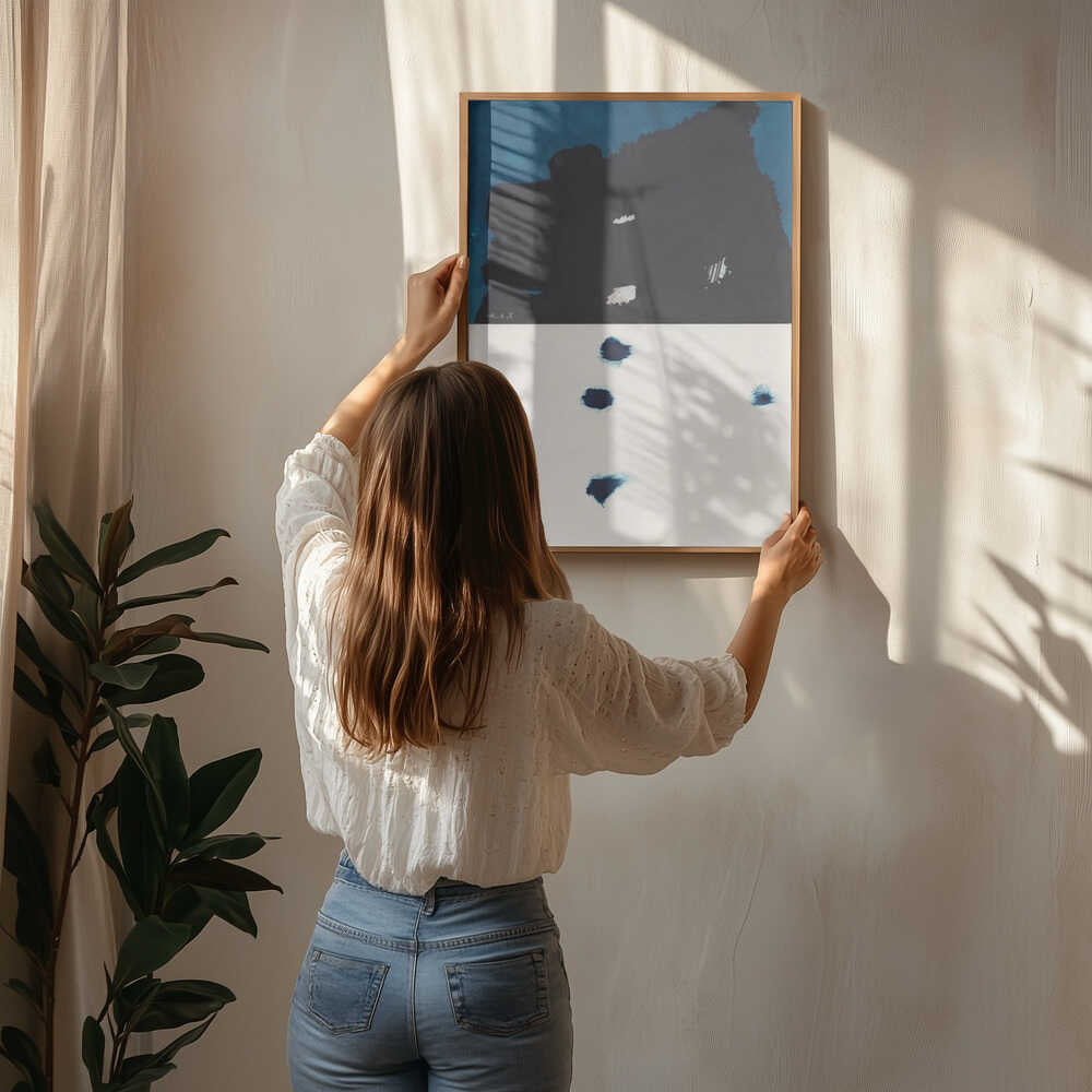 Poster mit abstrakter Indigotinte