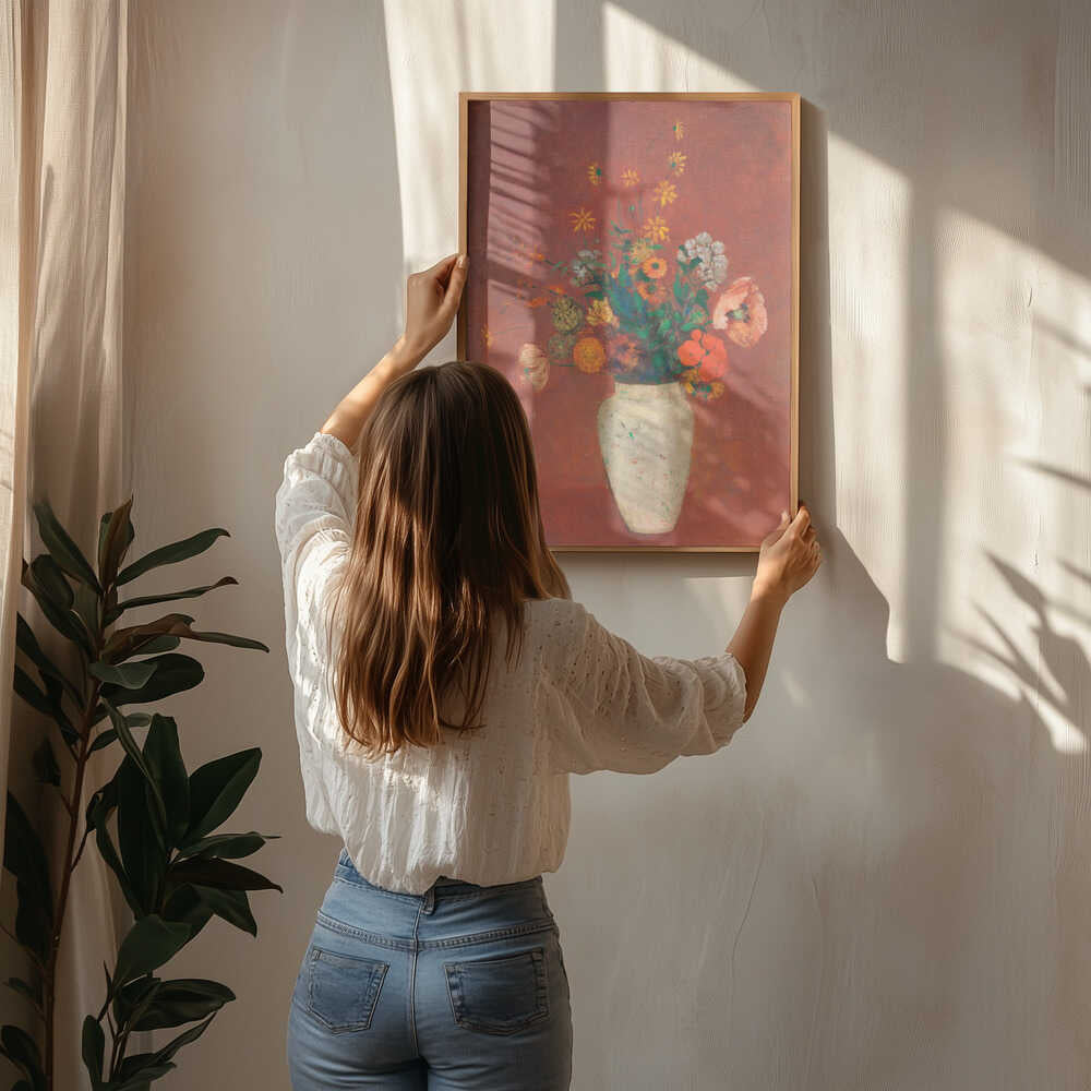 Blumenstrauß in einer chinesischen Vase Poster