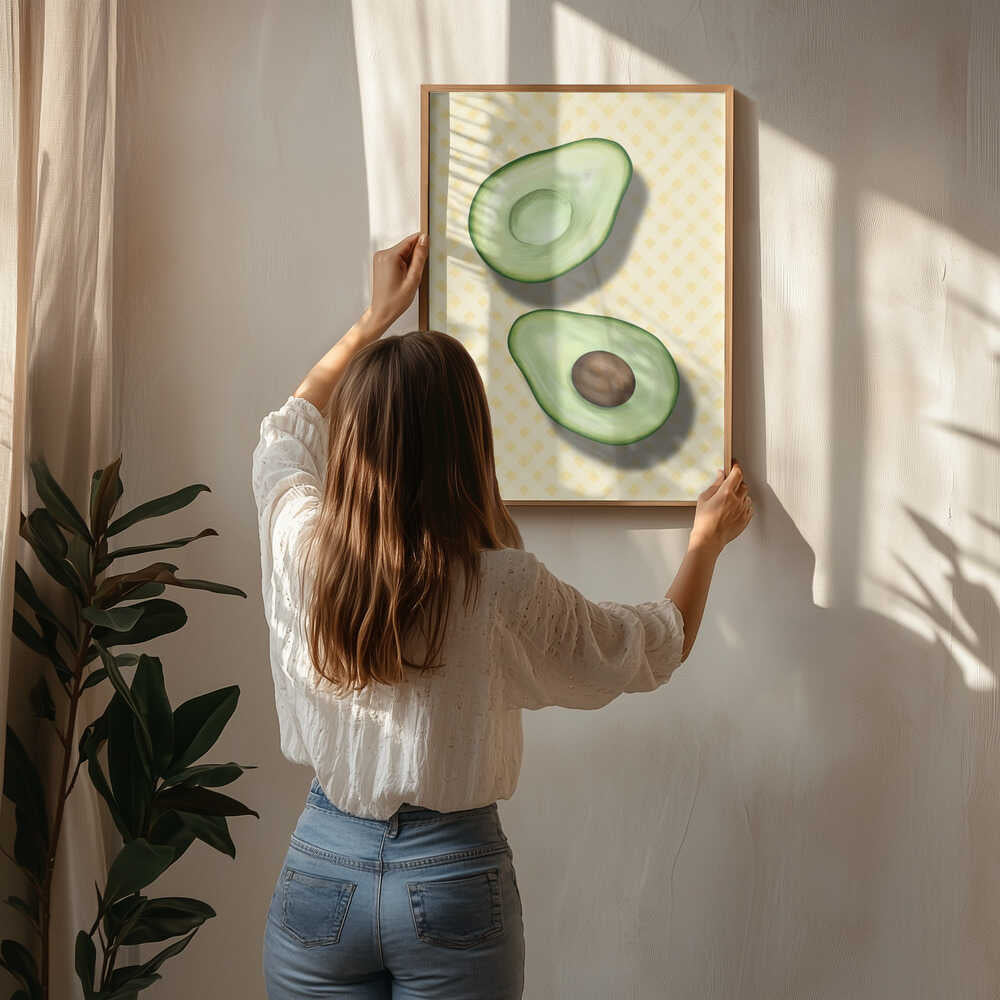 Poster mit frischen Avocadohälften