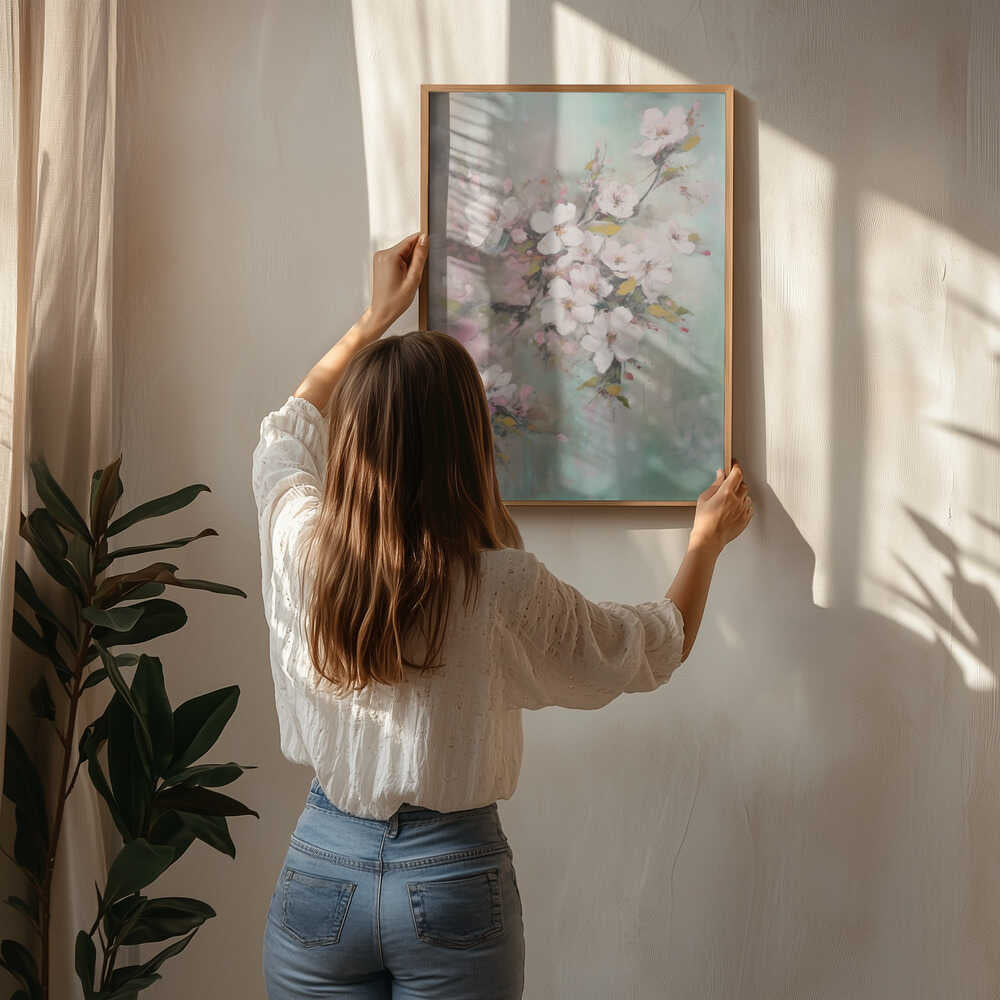 Poster mit zarten Frühlingsblüten
